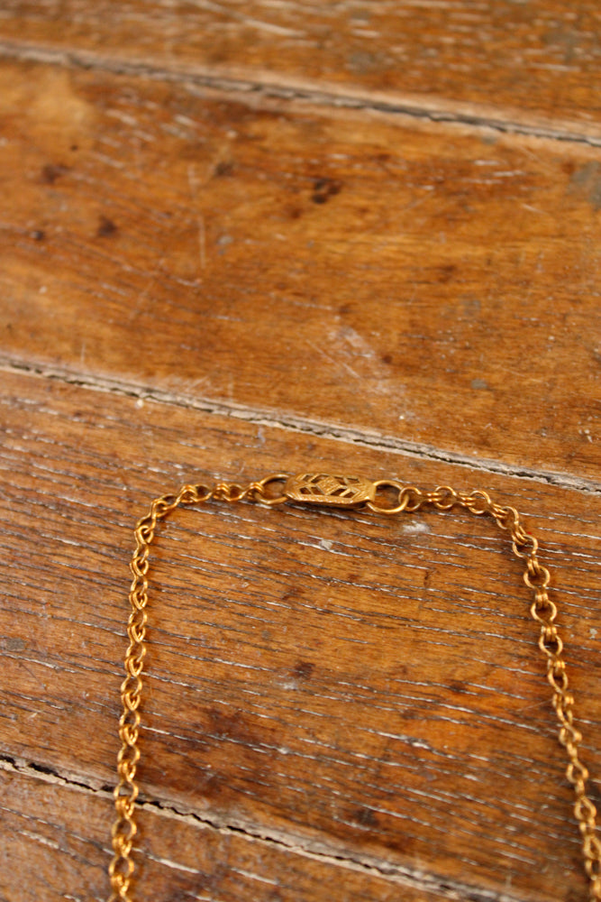 1940s Berries & Leaves Brass Necklace