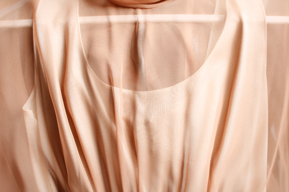 1970s Ivory Jersey Formal Gown - Medium