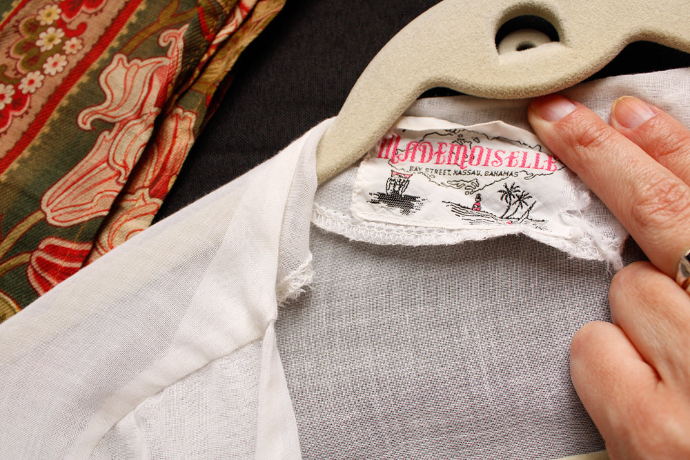 Late 1950s Mademoiselle Bahamas Sheer Cotton Blouse - Large