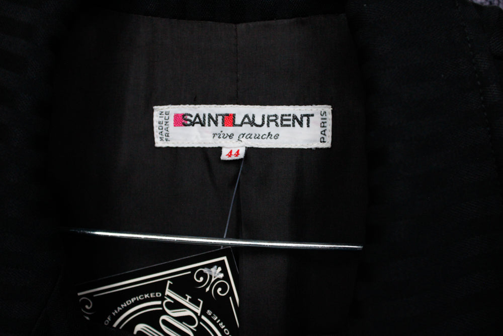 1990s YSL Tuxedo Stripe Black Blazer & Skirt Suit - M/L