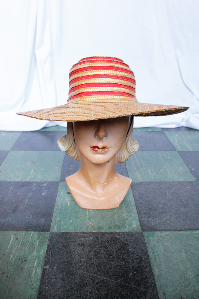 1940s Summer Woven Cartwheel Hat