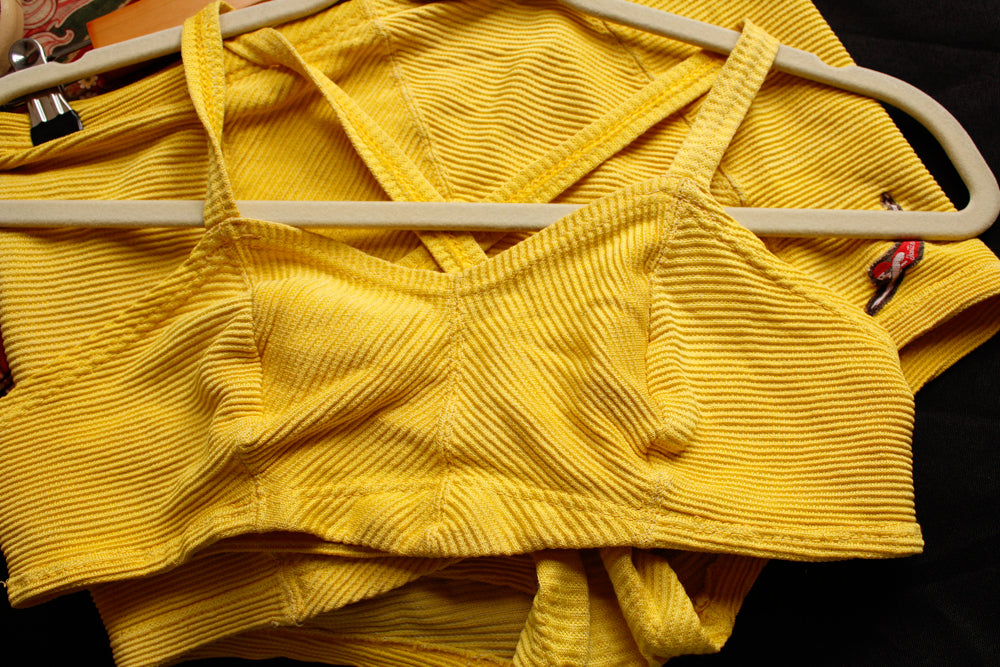 1940s Jantzen 2pc Golden Yellow Knit Bikini - S/M