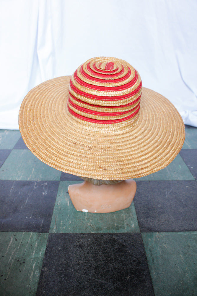 1940s Summer Woven Cartwheel Hat