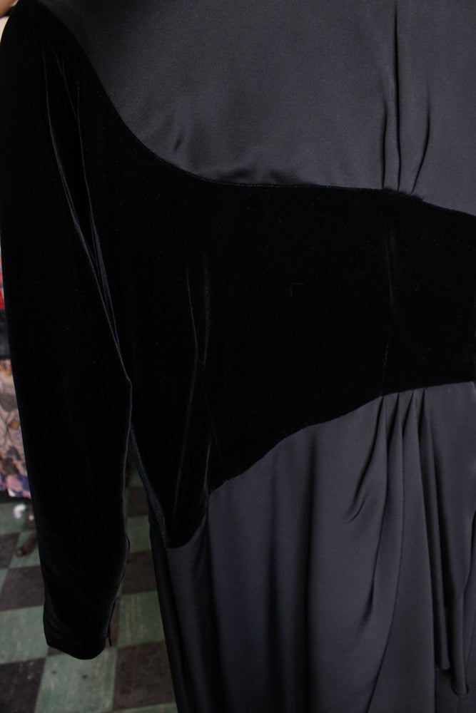 1990s Carolina Herrera Silk & Velvet Dress - Medium