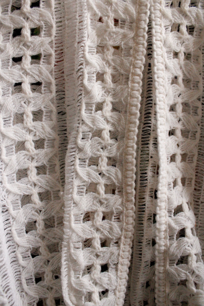 1940s Crochet White Open Cardigan - S/M