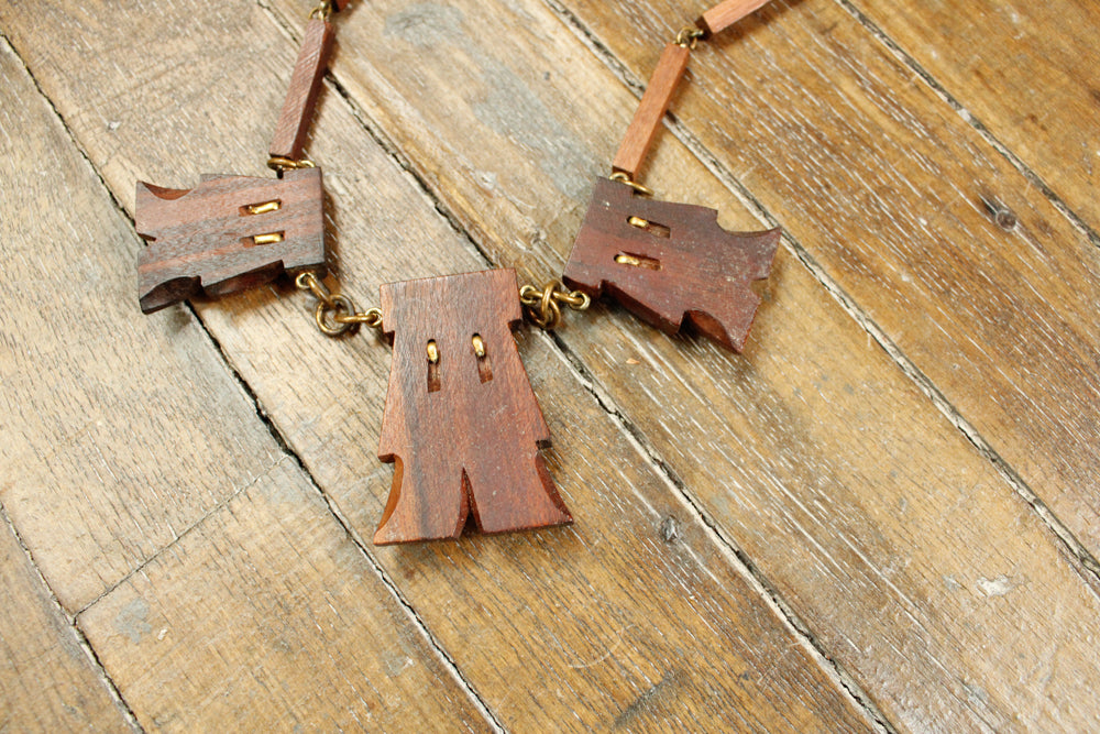 1940s Summer Wooden Necklace
