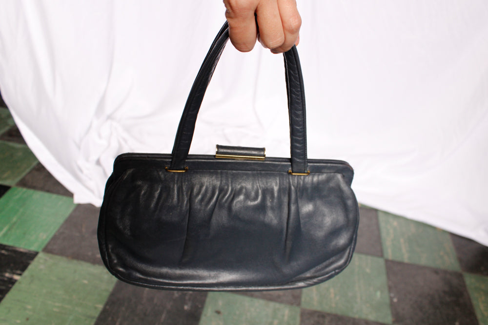 1960s Gray Supple Leather Purse