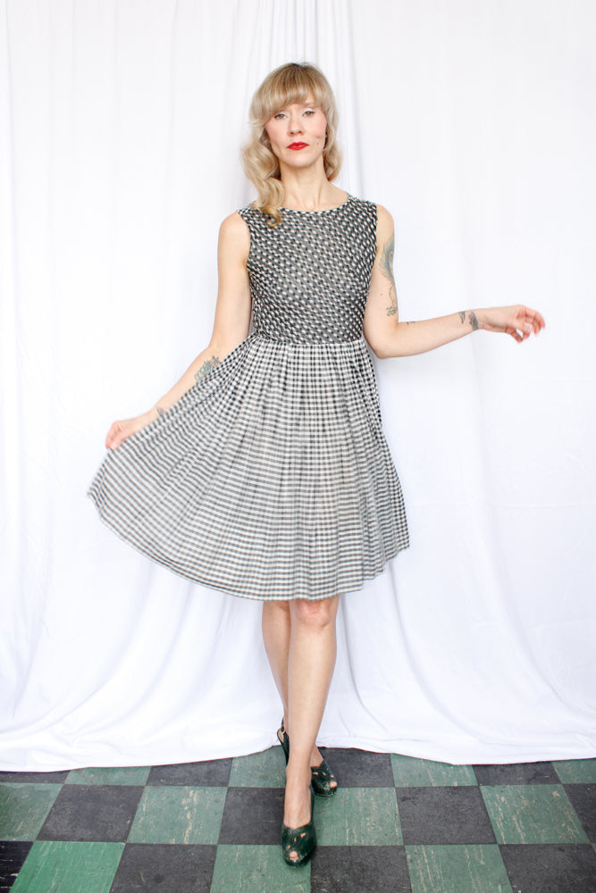 1950s R&K Originals Gingham Day Dress - Small