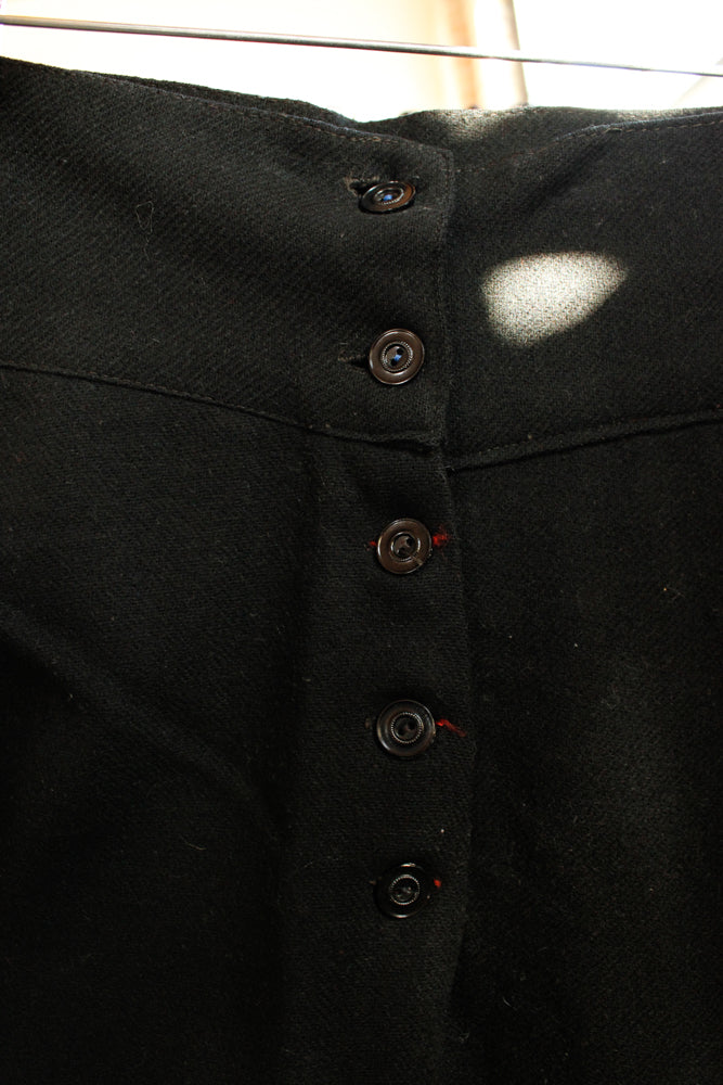 1930s Wool Stevens Black High Waist Skirt