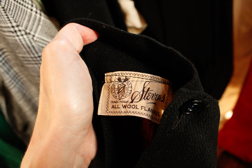 1930s Wool Stevens Black High Waist Skirt