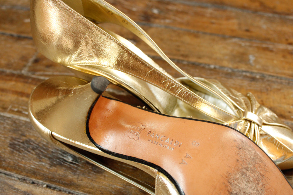 1960s Gold Leather Heels - 8N