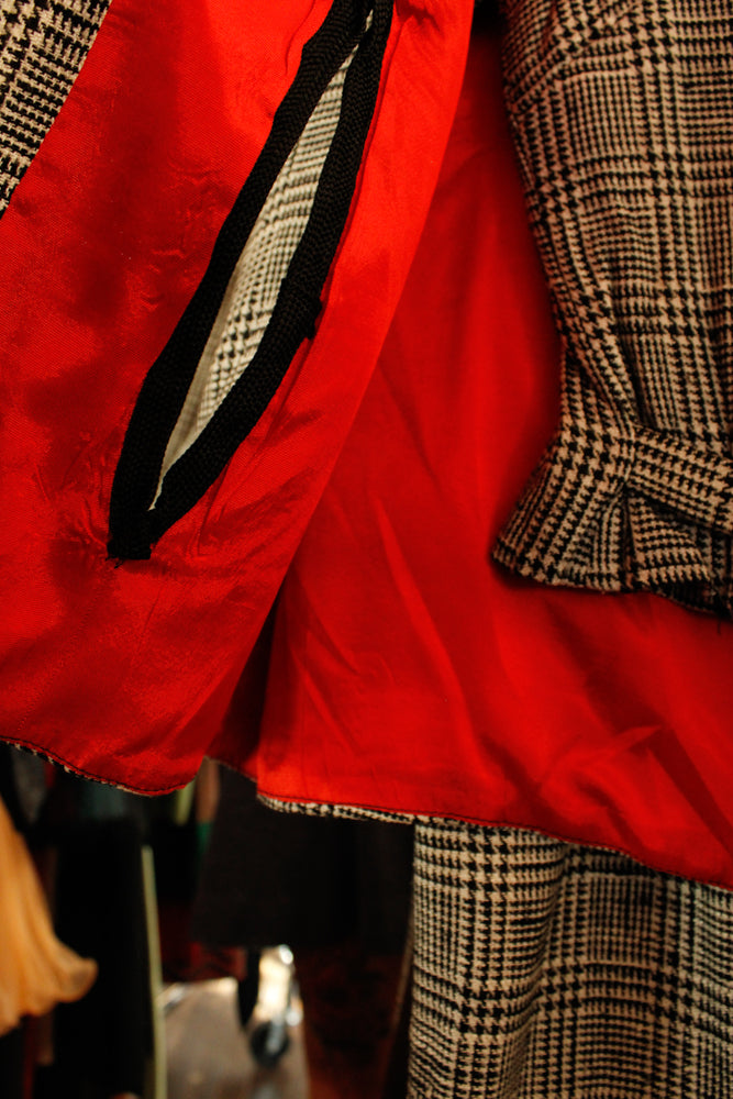 1960s 3pc Houndstooth Suit with Cape - Small