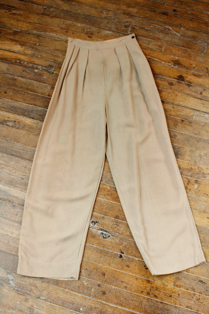 1930s Grey Wool Crepe Pants - 26 waist