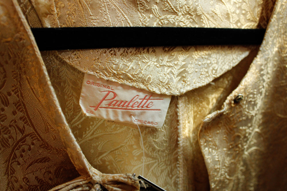 1950s Gold Brocade Swing Jacket w/Belt - Small