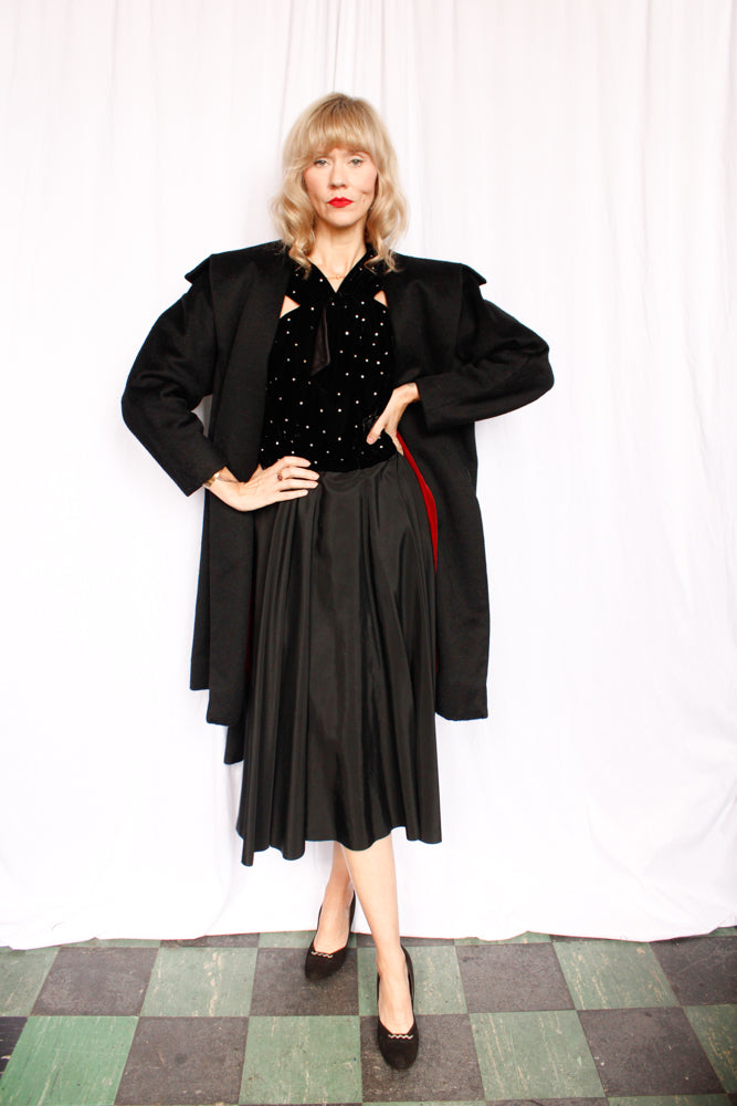 1950s Carmel Design Wool Black Grape Coat - Medium