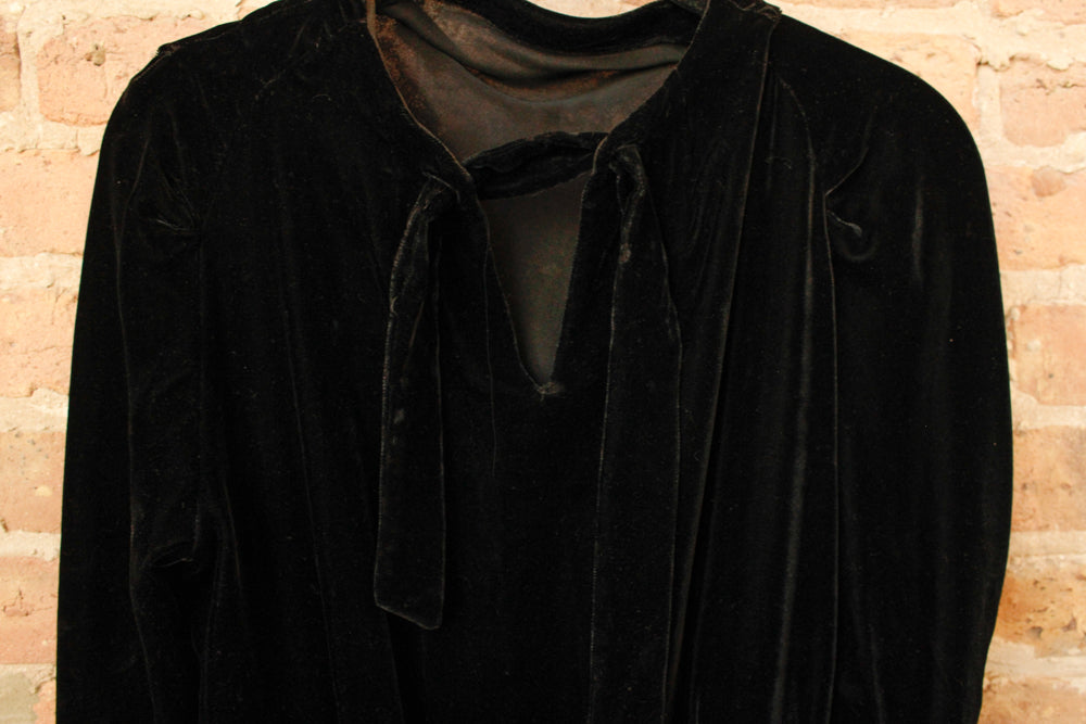 1930s Black Velvet John T. Shayne Co. Dress - S/M