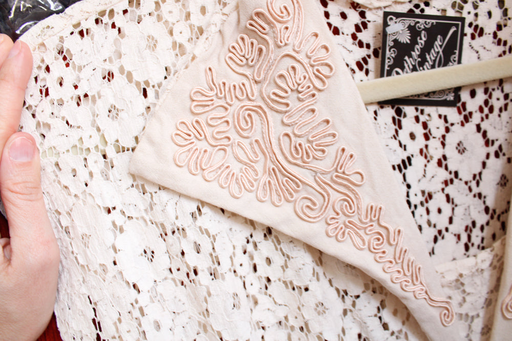 1950s Mademoiselle Juliette Ivory Lace Dress - Small