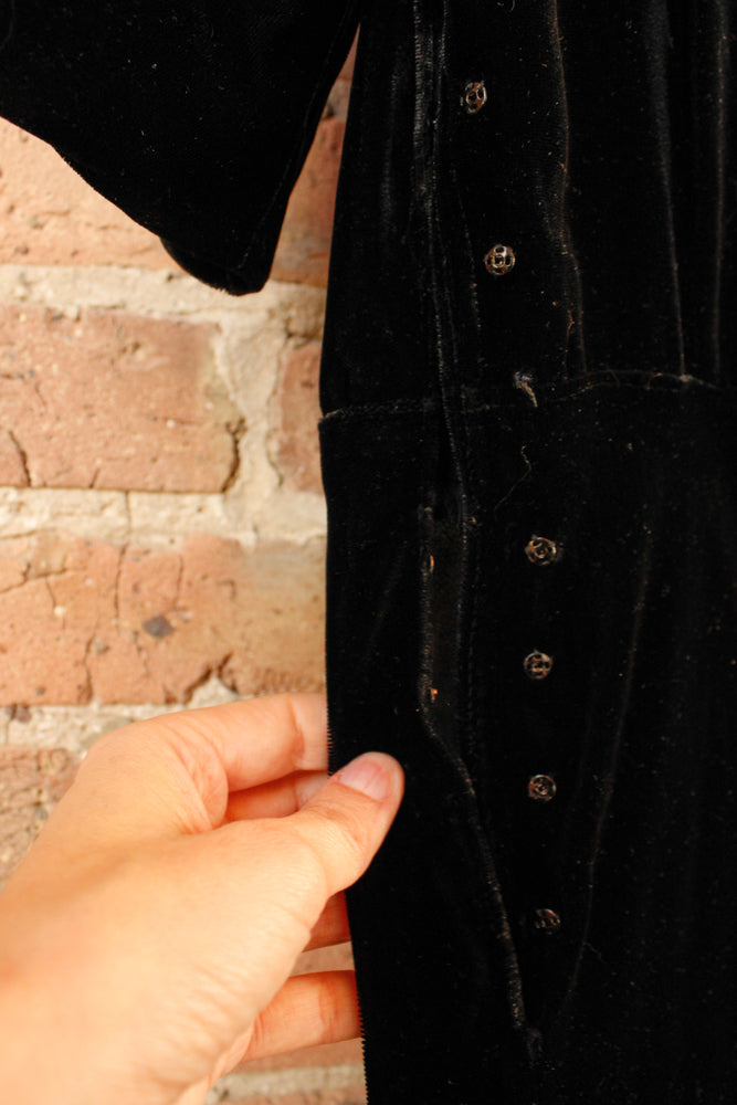 1930s Black Velvet John T. Shayne Co. Dress - S/M