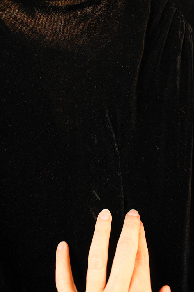 1930s Black Velvet John T. Shayne Co. Dress - S/M