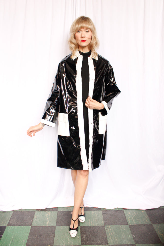 1960s Japanese Vinyl MOD Rain Coat - S/M