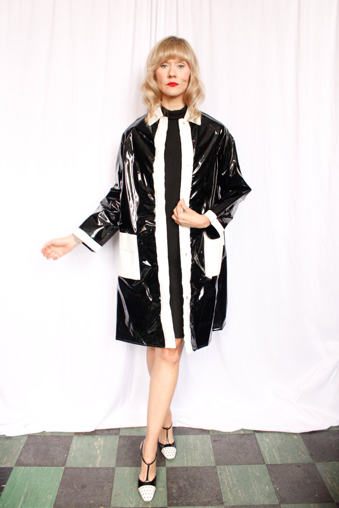 1960s Japanese Vinyl MOD Rain Coat - S/M
