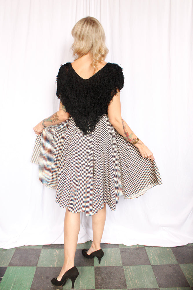 1970s LUX Boutique Knit Fringe Blouse - Large