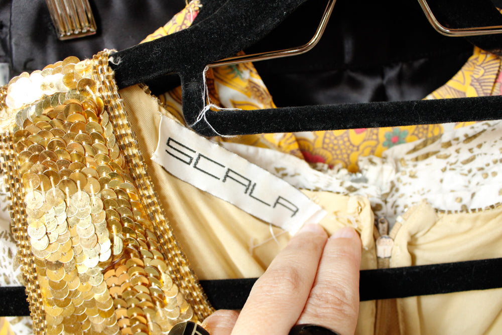 1990s Scala Gold Sequin Gown - Small