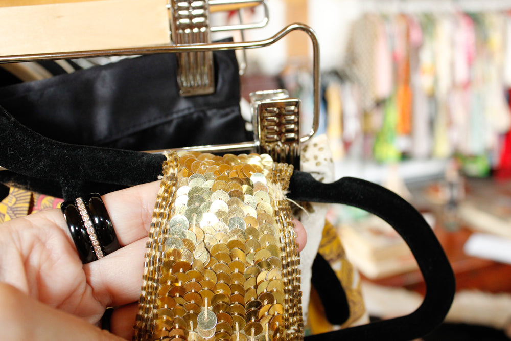 1990s Scala Gold Sequin Gown - Small