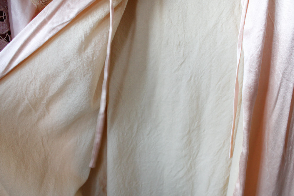 1930s Silk Satin Bed Jacket with Wool Lining - Small