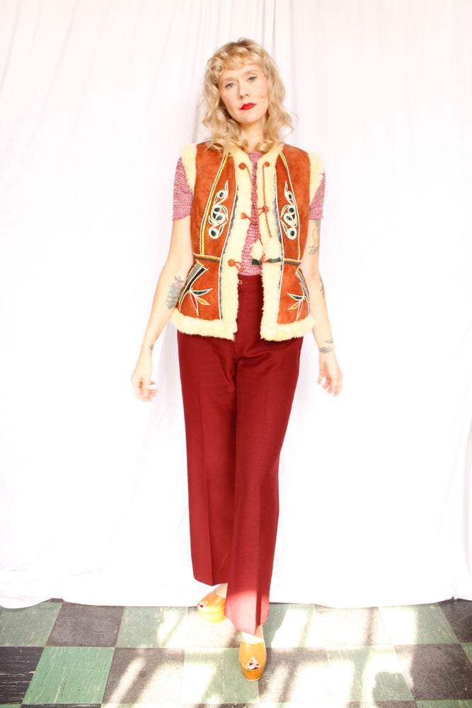 1970s Leather & Shearling Vest - Xs/S