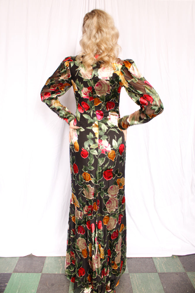 Nicole Miller Collection 1930s Inspired Floral Silk Mermaid Gown - Small