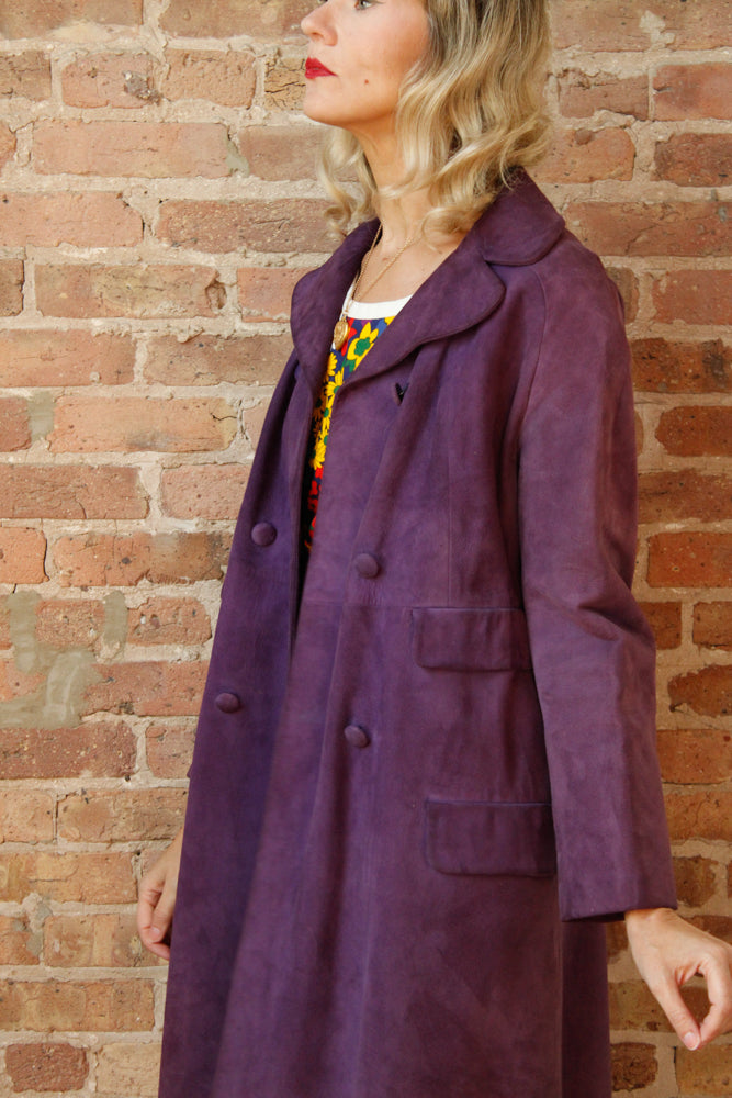 1960s Purple Suede Mr. Mort Coat - Medium