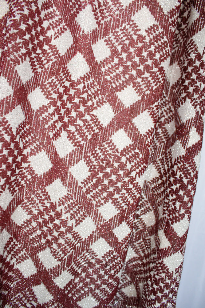 1970s Plaid Lurex Long Skirt - Medium