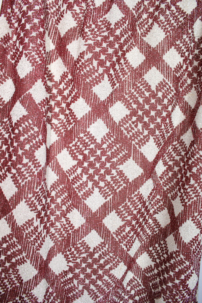 1970s Plaid Lurex Long Skirt - Medium