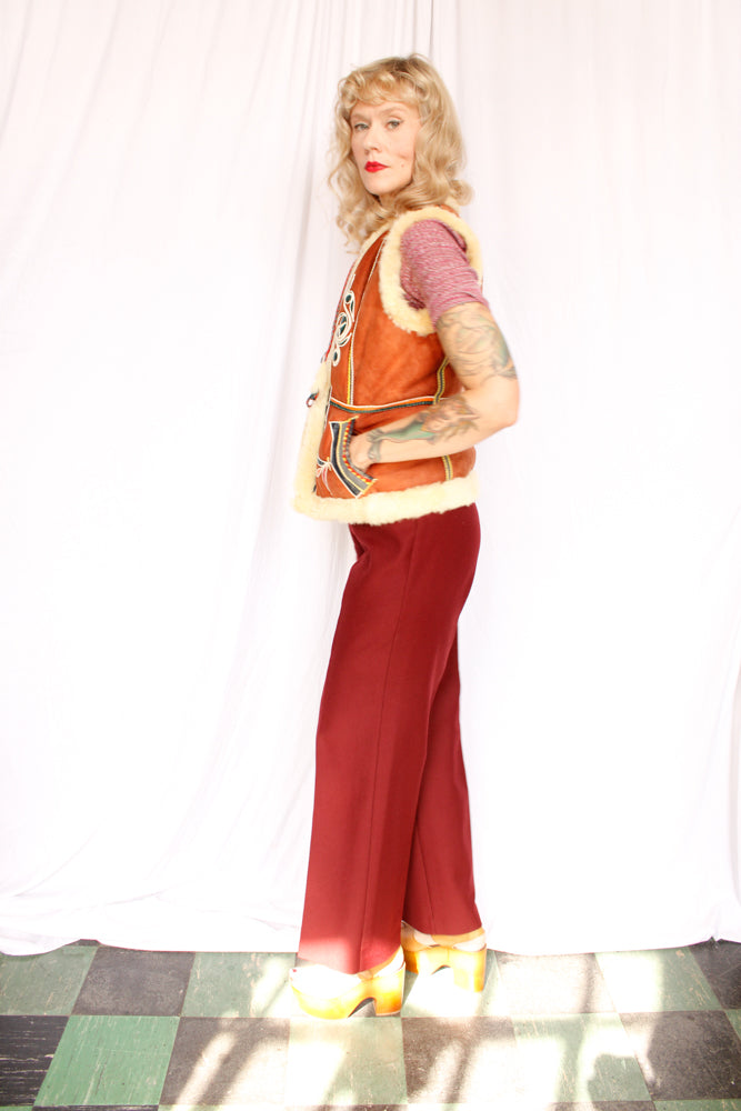 1970s Leather & Shearling Vest - Xs/S