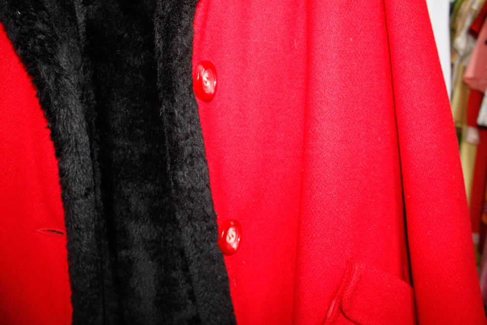 1960s Red Wool Davis Car Coat - M/L