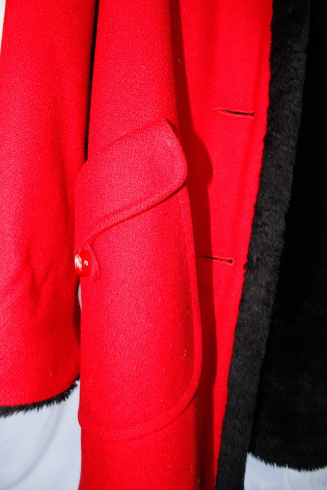 1960s Red Wool Davis Car Coat - M/L