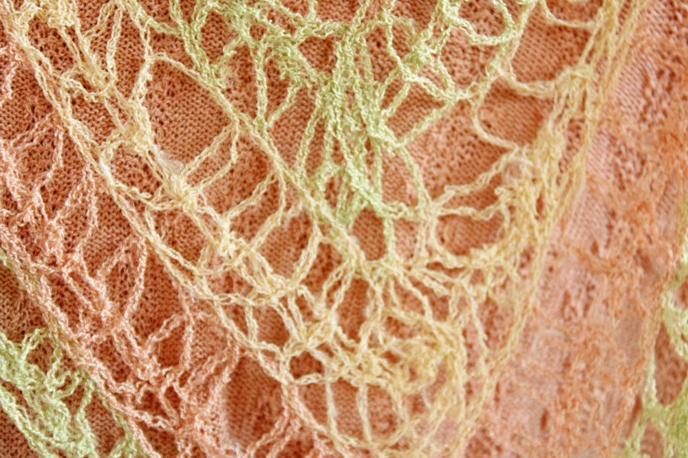 1930s Coral & Chartreuse Hand-Knit 2pc set - Small