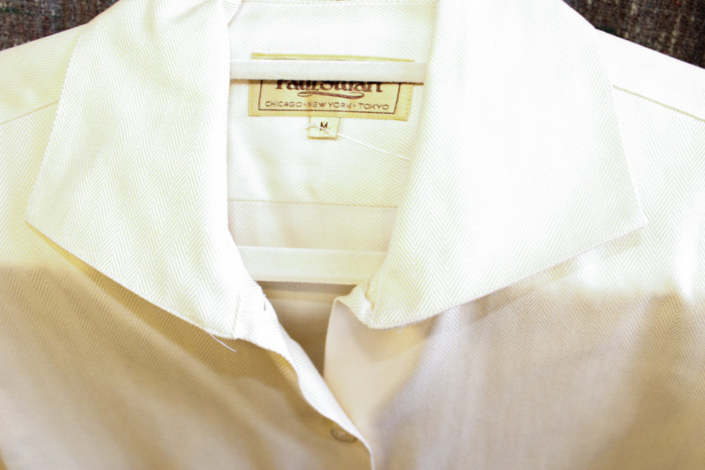 1990s Paul Stuart Buttercream Yellow Poplin Shirt - Medium