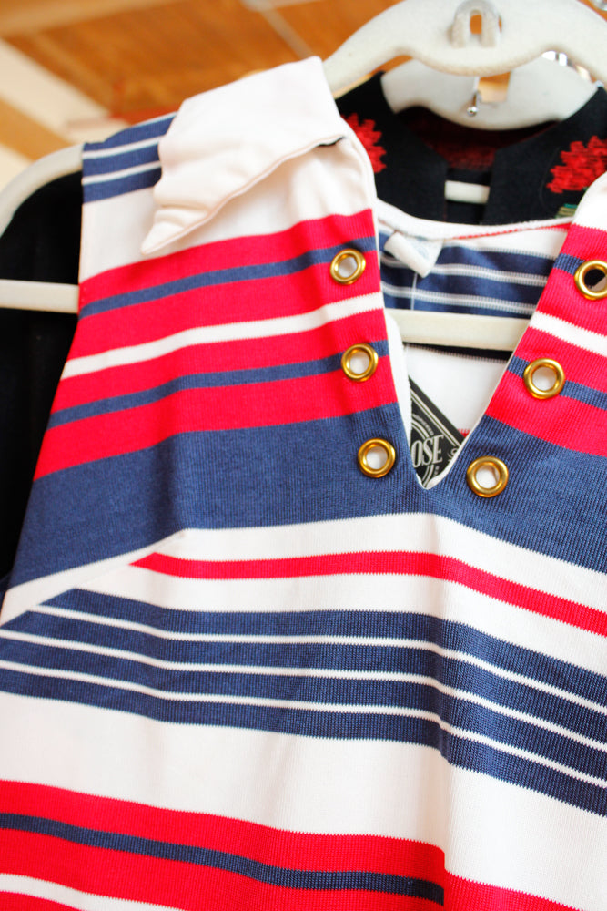 1960s Striped Mod Shirt & Shorts Set - Small