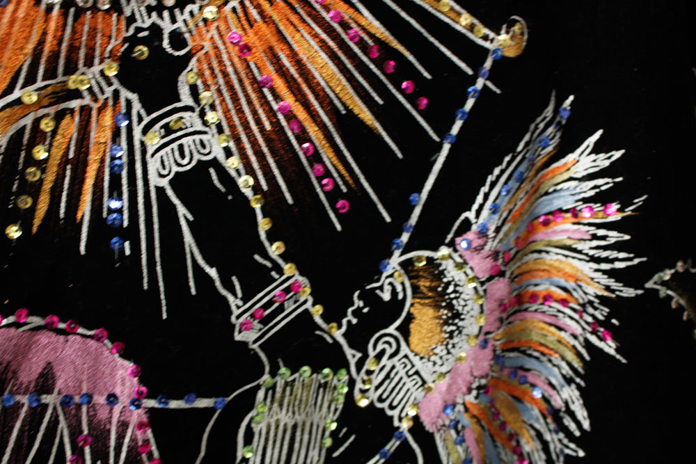1950s Popocatépetl & Iztaccihuati Love Story Handpainted Mexican Folk Dance Outfit - Medium