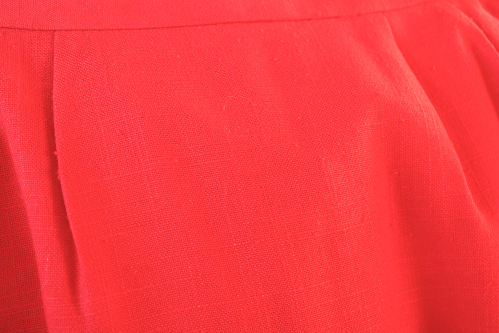 1990s Cotton Red Pencil Skirt - Small
