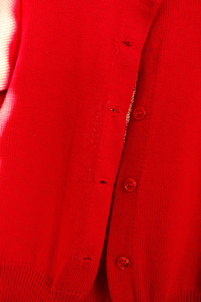 1960s Red Wool Cropped Sweater - Xs/S
