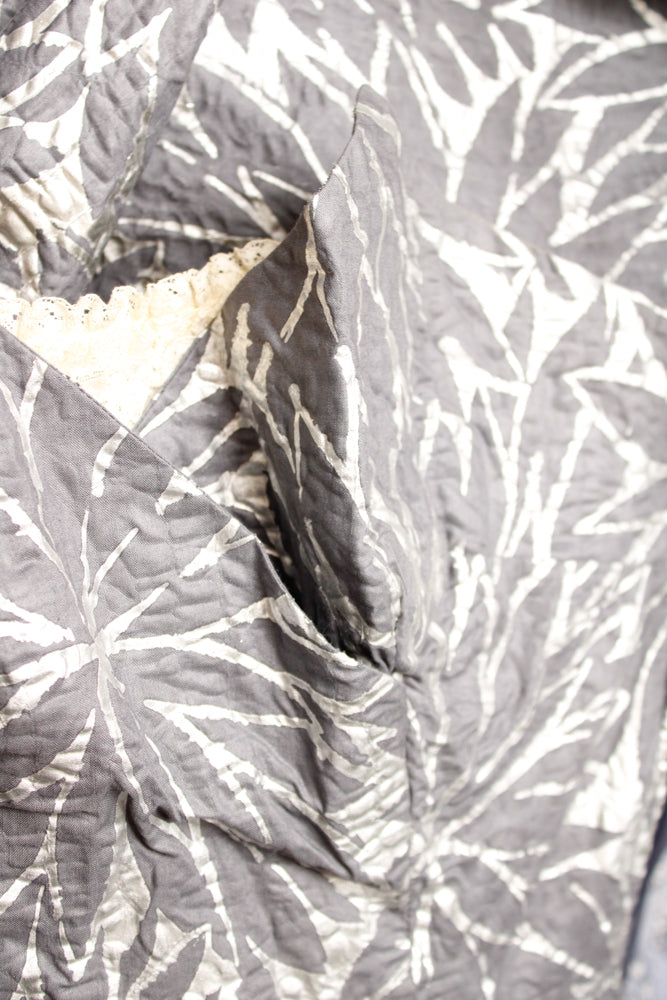 1950s Silver Leaf Fred Perlberg Strapless Party Dress with Shawl - Small