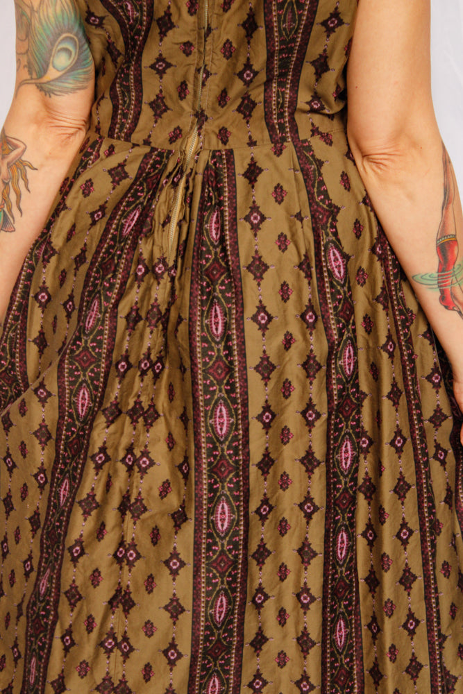 1950s Olive & Fig Cotton Dress - Medium