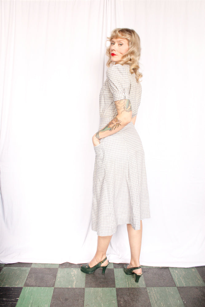 1940s RARE Cotton Farm Dress - Xsmall