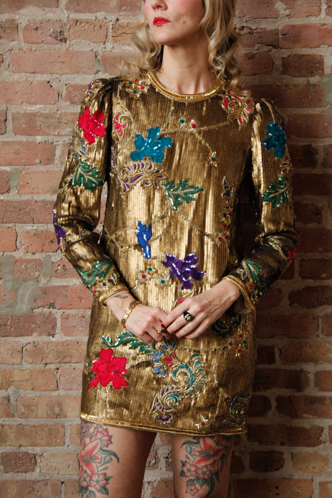 1990s Richelene Sequin Mini Cocktail Dress - Small 1990s Richelene Sequin Mini Cocktail Dress - Small