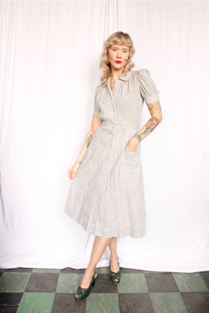 1940s RARE Cotton Farm Dress - Xsmall