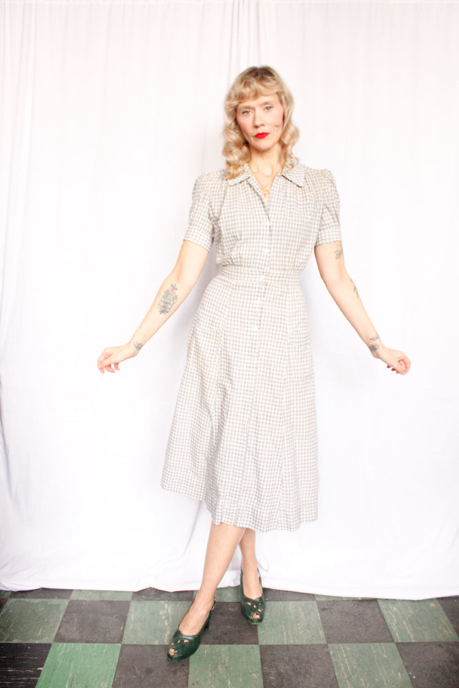1940s RARE Cotton Farm Dress - Xsmall