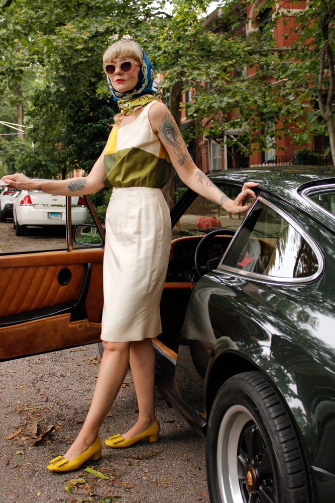 1960s Silk Color-block Sheath Dress